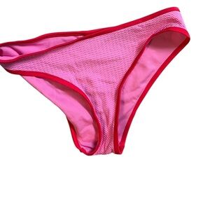 Wild Fable Pink Textured Bikini Bottom with Bright Pink Trim Small